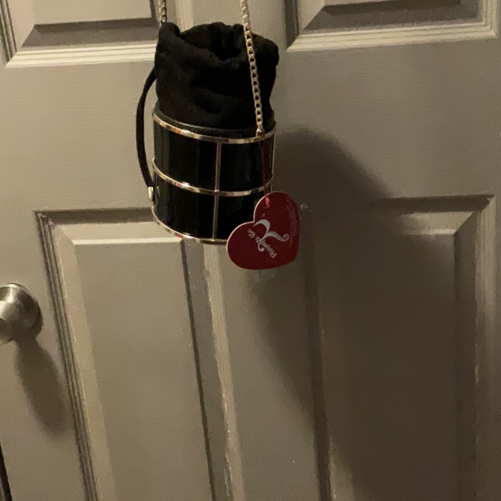 Faux Leather and Velvet Bucket Clutch